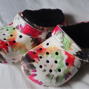 Kids TieDye Fuzzy Crocs